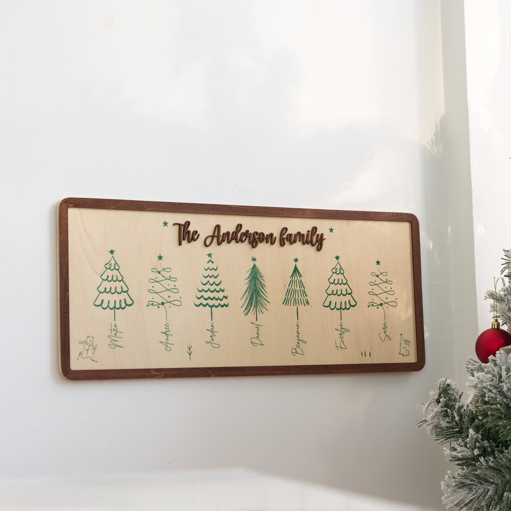 Scripted Christmas Tree Wall Frame, Christmas Family Wall Decor