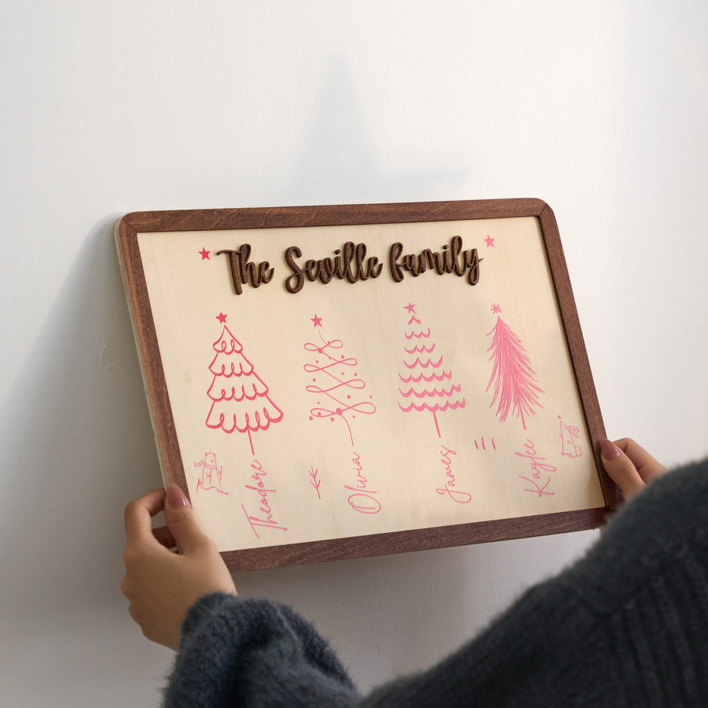 Scripted Christmas Tree Wall Frame, Christmas Family Wall Decor