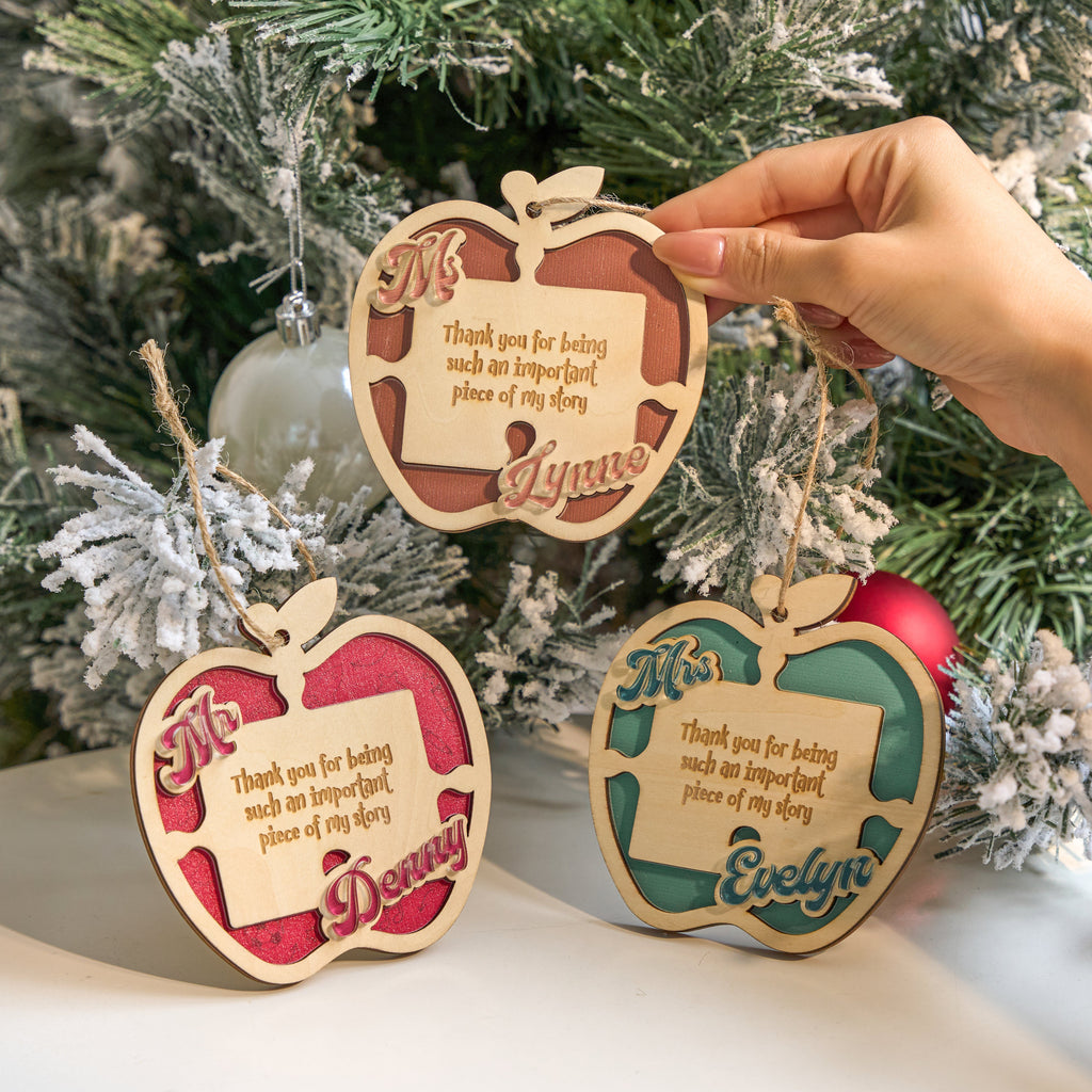 Puzzle Teacher Ornament, Christmas Apple Ornament, Teacher Christmas Ornament