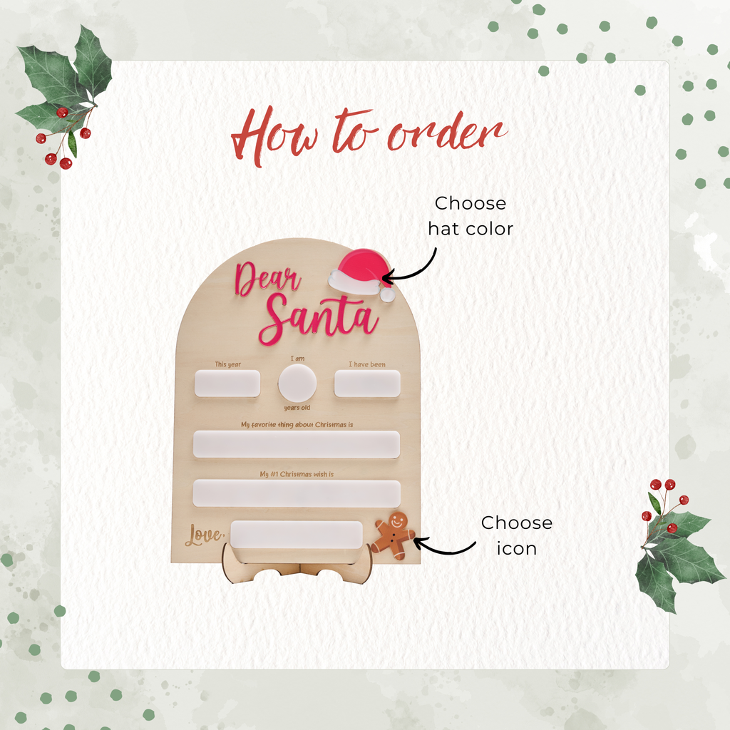 Dear Santa Board, Kids Christmas List Plaque