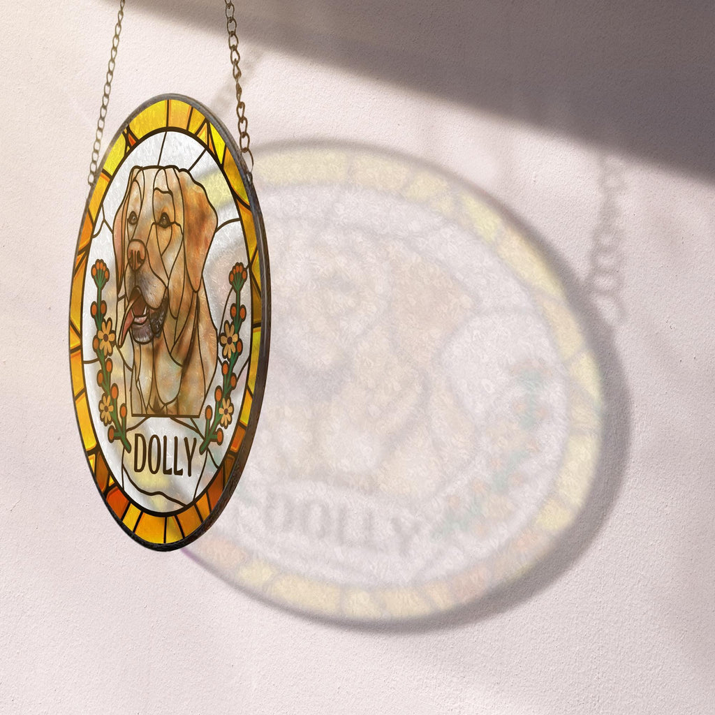 Custom Pet Portrait Stained Glass Suncatcher, Gift for Pet Lovers