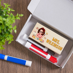 Personalized Best Teacher Ever Boho Whiteboard Eraser, End Of The School Year Gift For Teachers, Teacher Appreciation Gift