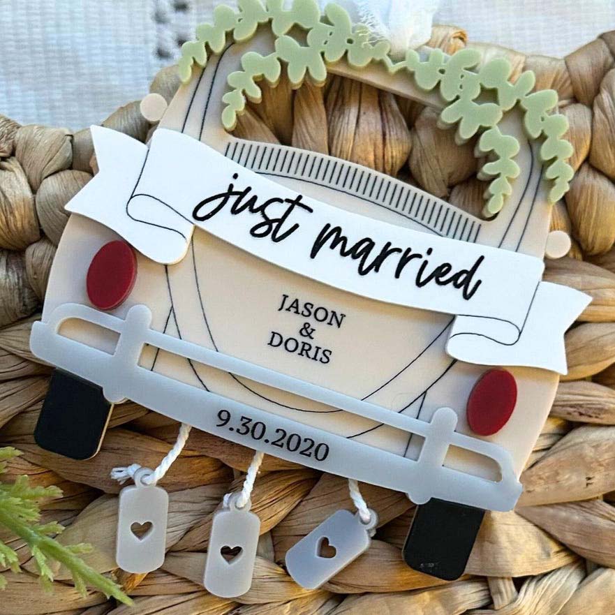 Just Married Ornament, Newly Married Christmas, Wedding Gift Keepsake