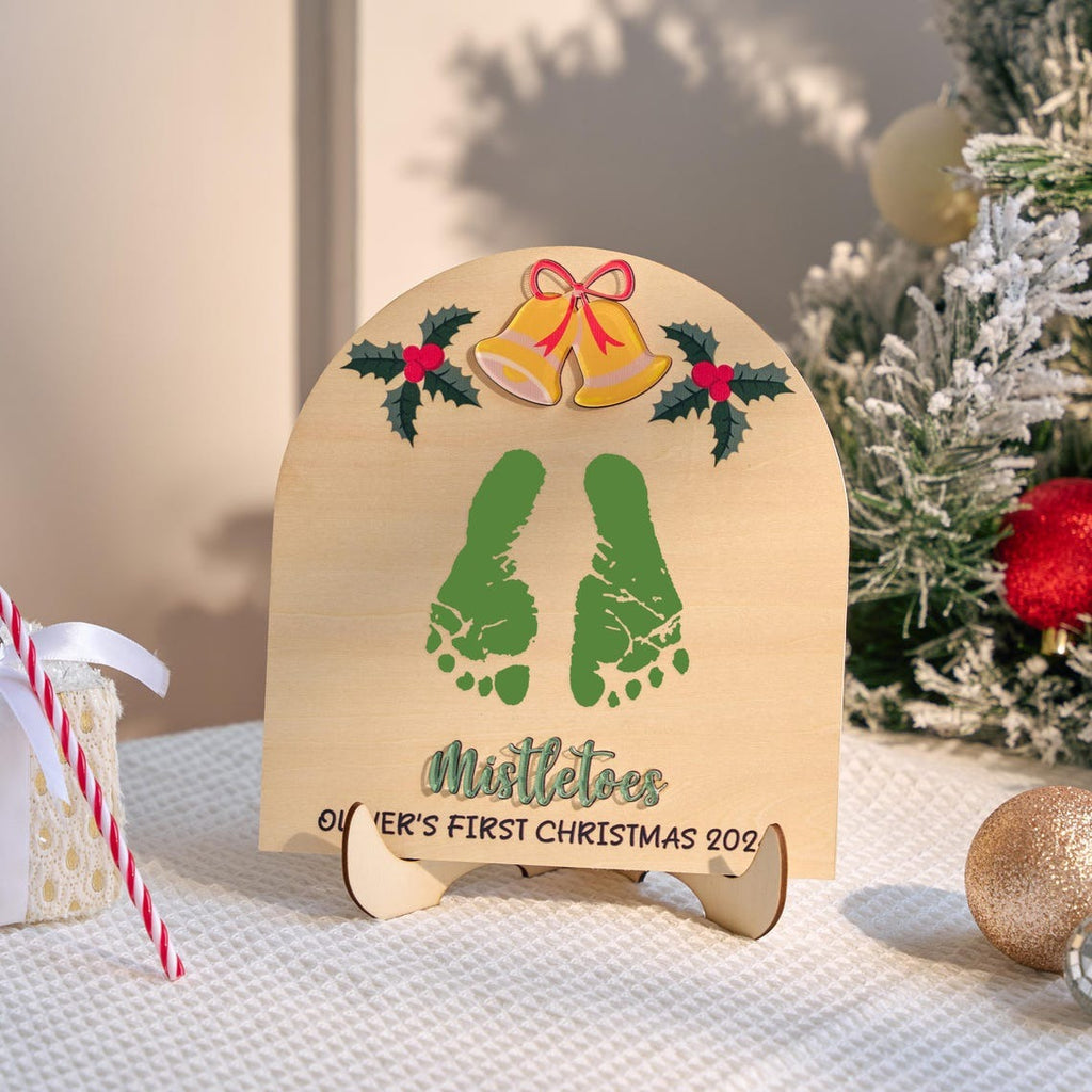 Mistletoes Baby Footprint, Christmas Sign for Kids