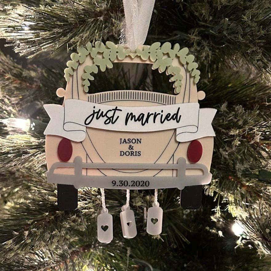 Just Married Ornament, Newly Married Christmas, Wedding Gift Keepsake