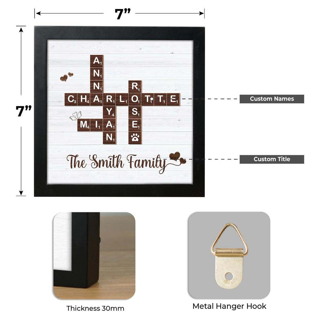 Scrabble Family Name Frame, Custom Family Letter Tile